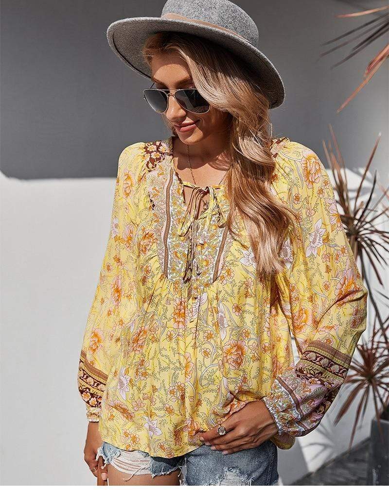 Boho Spring Yellow Blouse