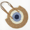 Boho Straw Round Beach Tote Bag