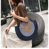 Boho Straw Round Beach Tote Bag