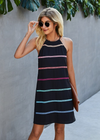 Boho Halter Short Dress Rainbow Ribbon