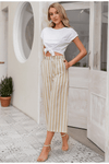 Boho White & Beige Striped Pants