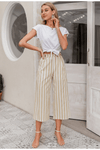 Boho White & Beige Striped Pants