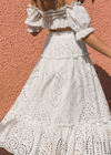 White Boho Flared Skirt with Embroidery pattern