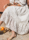 White Boho Flared Skirt with Embroidery pattern