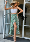 Boho Long Asymmetrical Wallet Skirt with floral pattern