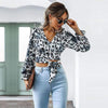 Boho Wrap Blouse with Grey Leopard Print