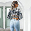 Boho Wrap Blouse with Grey Leopard Print