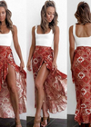 Long Skirt Boho flared wrap floral pattern