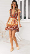 Boho Wrap Warm Colors Mini Dress