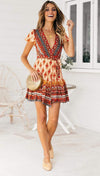 Boho Wrap Warm Colors Mini Dress