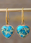 Boho Dangle Earrings Heart Jaspers