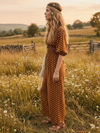 Boho Romper Wide Leg V-neck with Dots