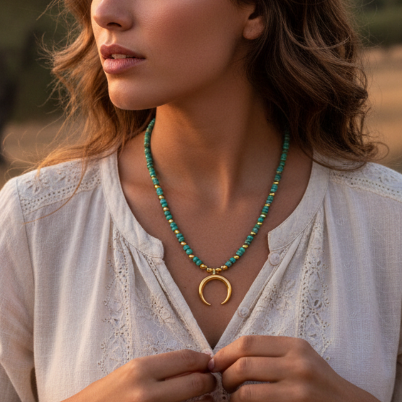 Long Boho Beaded Necklace