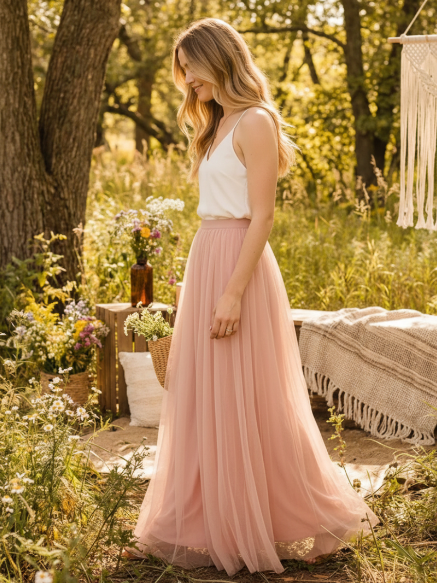 Long Boho Tulle Dress