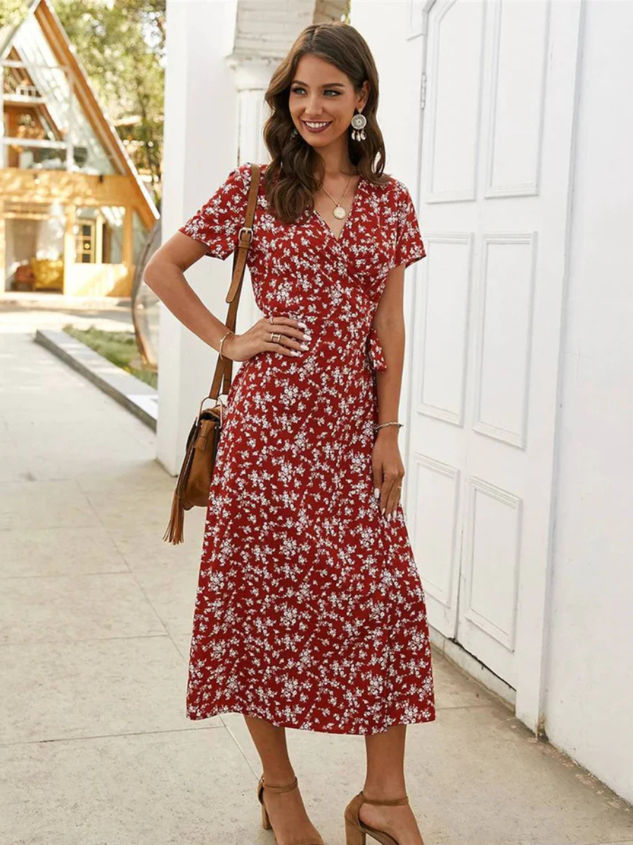 Short Sleeve Boho Maxi Dress