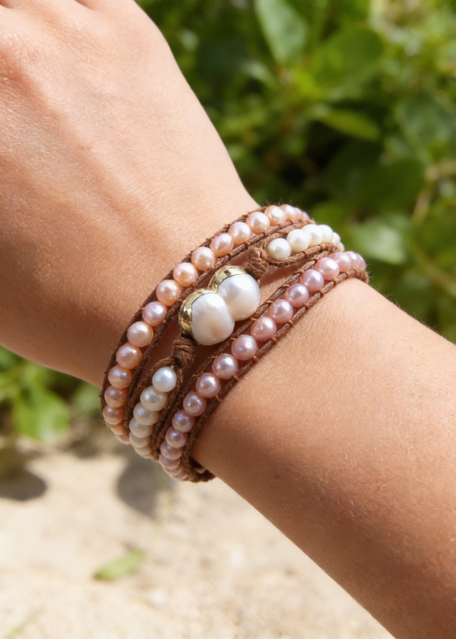 Boho Wrap Bracelet - Natural Perl
