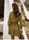 Chic Bohemian Mini Dress in Khaki Green