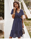 Chic Boho Dress in Navy Blue