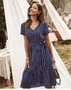 Chic Boho Dress in Navy Blue