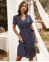 Chic Boho Dress in Navy Blue