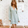 Chic Hippie Mini Dress in Pastel Green