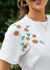 White Peplum Boho top with embroidered motif