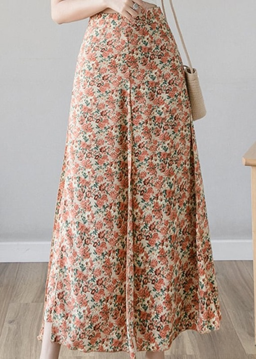 Boho Long floral Wrap Skirt with ruffles