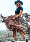 Long boho flared skirt leopard print