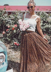 Long boho flared skirt leopard print