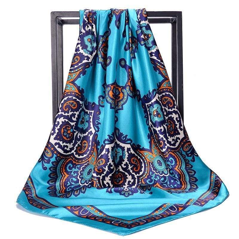 Boho Vintage Royal Blue Printed Scarf