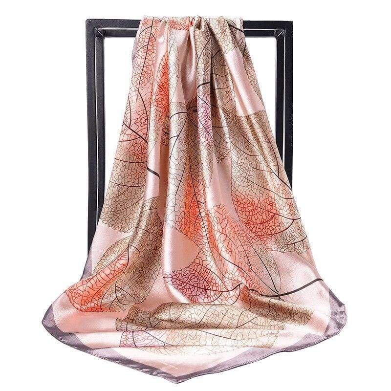 Vintage Pink Boho Scarf with leaves pattern