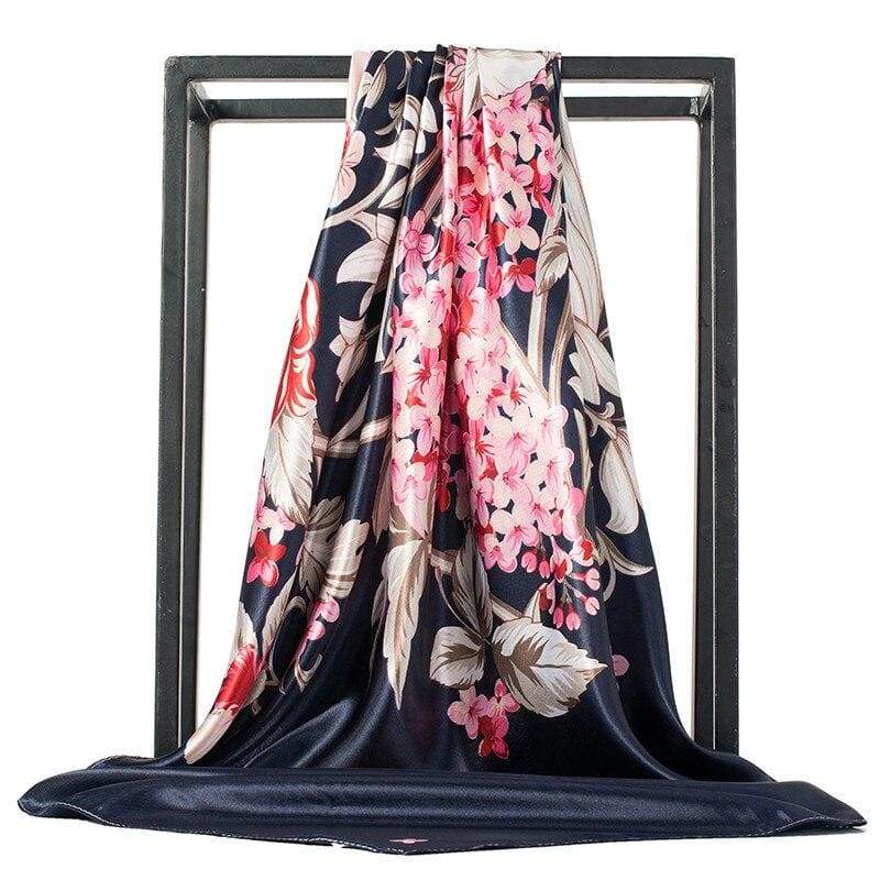 Boho Black Scarf Vintage floral print pink