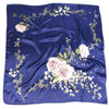 Boho Retro Blue Scarf printed large pink flower