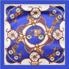 Boho retro royal blue Scarf with golden print