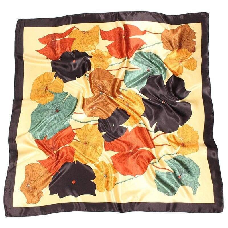 Boho Vintage Scarf yellow background large flower pattern