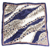 Boho Scarf blue white gold chains pattern