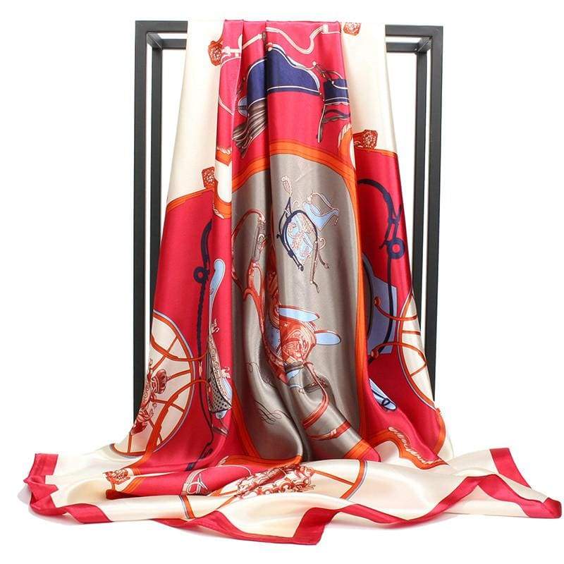 Boho retro white Scarf pattern red