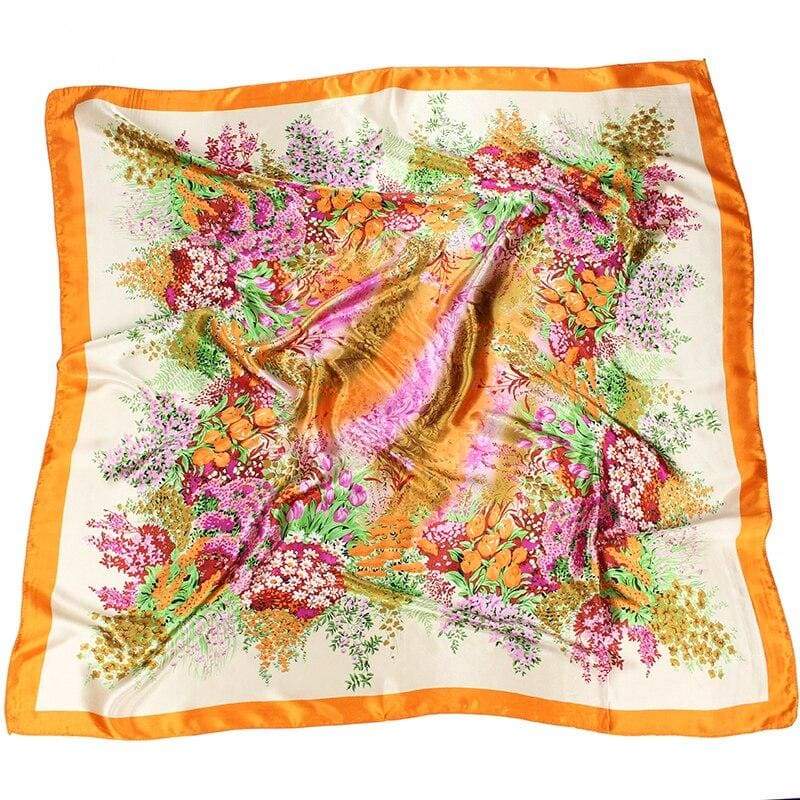 Boho yellow scarf vintage colorful floral print