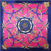 Boho retro pink Scarf printed blue and gold