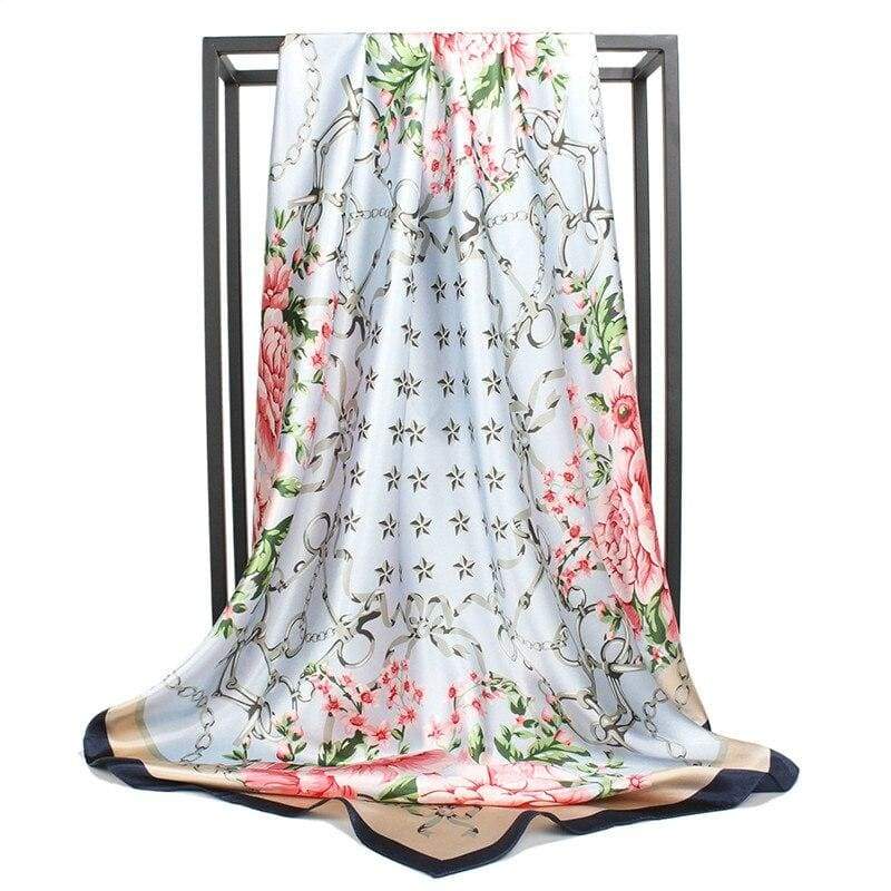 Boho white Scarf floral print