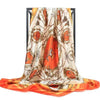 Boho retro satin orange floral Scarf