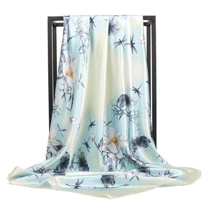 Boho floral Scarf Trendy light blue