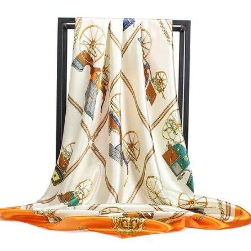 Boho Retro white Scarf printed pattern