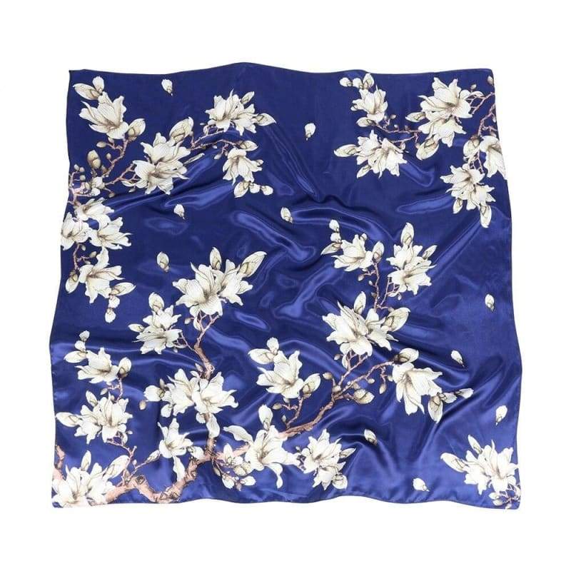 Blue Boho Chic Scarf with White Floral print