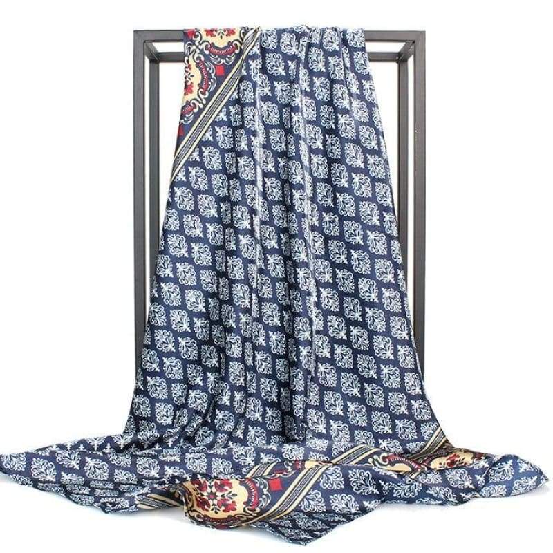 Boho retro Blue Scarf with prints