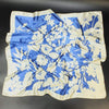 Wonderful Boho Blue Scarf White Floral pattern