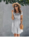 Grey Bohemian Dress with Stripes dress