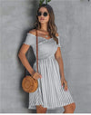 Grey Bohemian Dress with Stripes dress