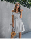 Grey Bohemian Dress with Stripes dress