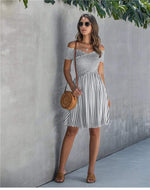 Grey Bohemian Dress with Stripes dress